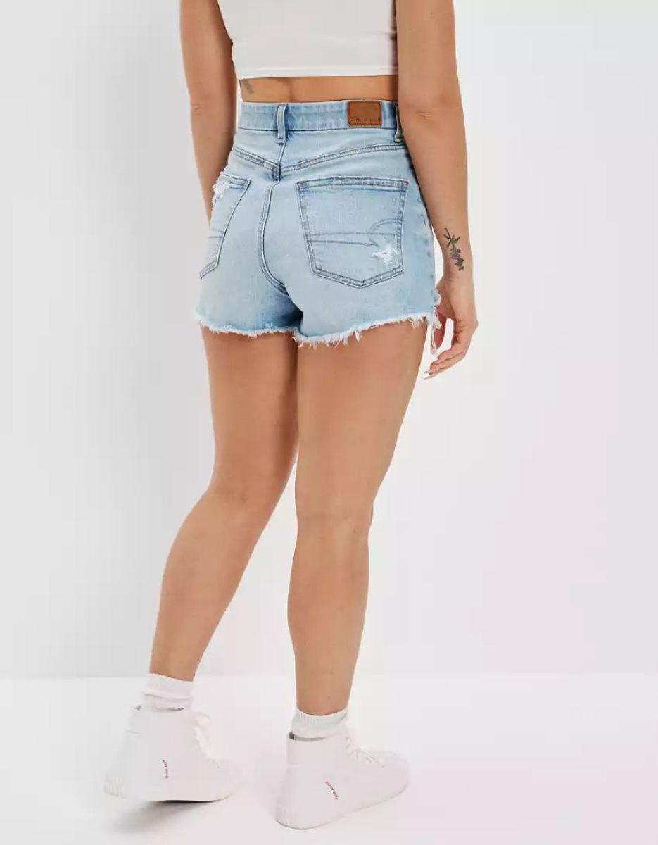 Shorts American Eagle AE Strigid Denim Curvy Highest Taille '90s Boyfriend Lavage Clair Femme | IPL-24736899